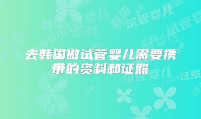 去韩国做试管婴儿需要携带的资料和证照