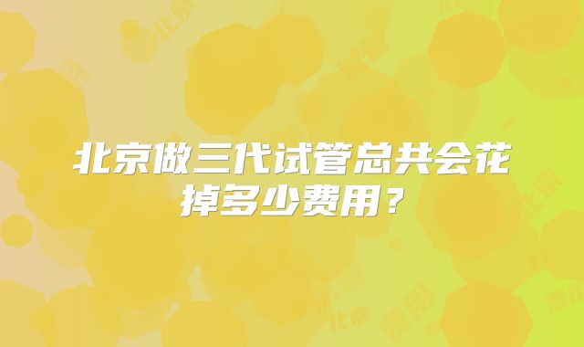 北京做三代试管总共会花掉多少费用?