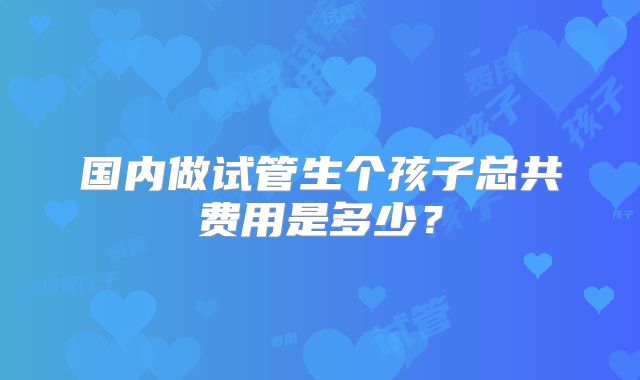 国内做试管生个孩子总共费用是多少？