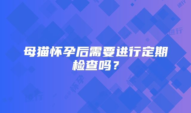 母猫怀孕后需要进行定期检查吗?