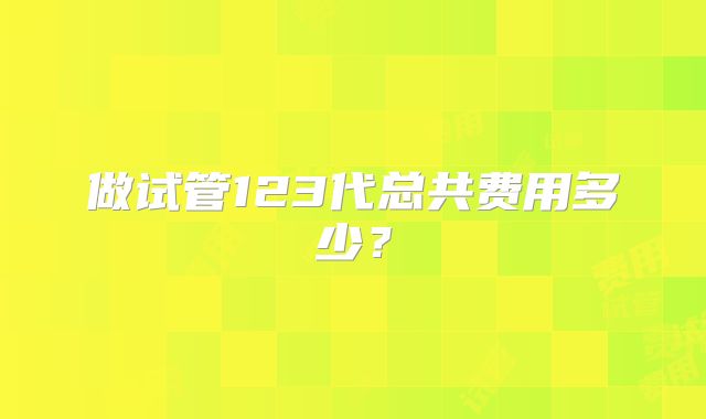 做试管123代总共费用多少?