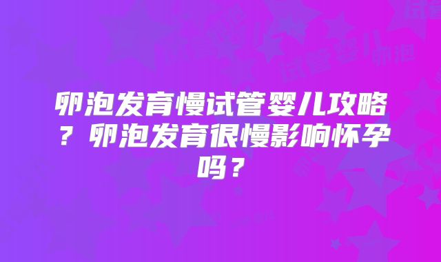 卵泡发育慢试管婴儿攻略？卵泡发育很慢影响怀孕吗？