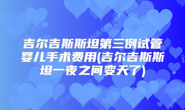 吉尔吉斯斯坦第三例试管婴儿手术费用(吉尔吉斯斯坦一夜之间变天了)