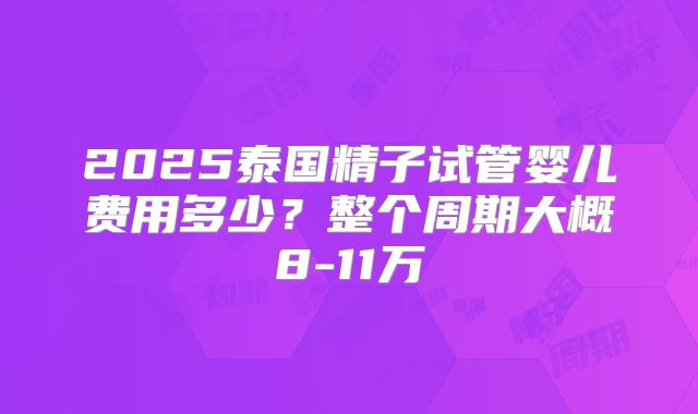 2025泰国精子试管婴儿费用多少？整个周期大概8-11万