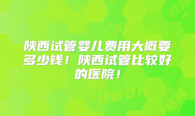 陕西试管婴儿费用大概要多少钱！陕西试管比较好的医院！