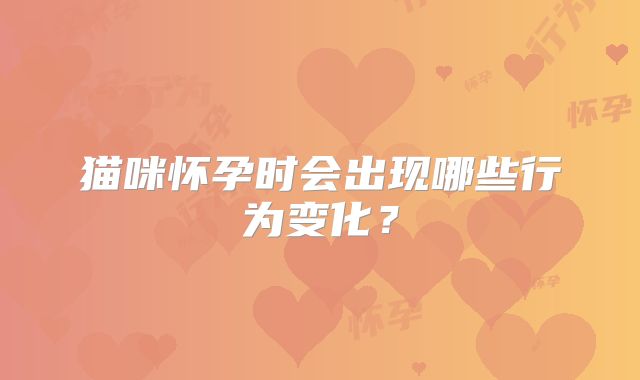 猫咪怀孕时会出现哪些行为变化?