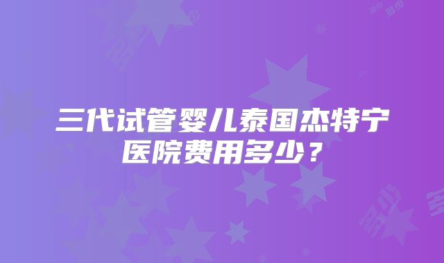 三代试管婴儿泰国杰特宁医院费用多少？