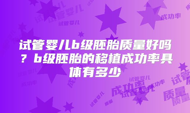 试管婴儿b级胚胎质量好吗？b级胚胎的移植成功率具体有多少