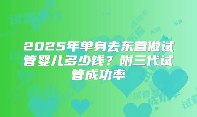2025年单身去东营做试管婴儿多少钱？附三代试管成功率