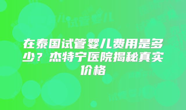在泰国试管婴儿费用是多少？杰特宁医院揭秘真实价格