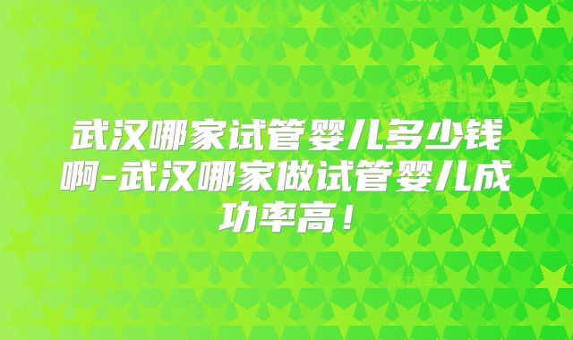 武汉哪家试管婴儿多少钱啊-武汉哪家做试管婴儿成功率高！