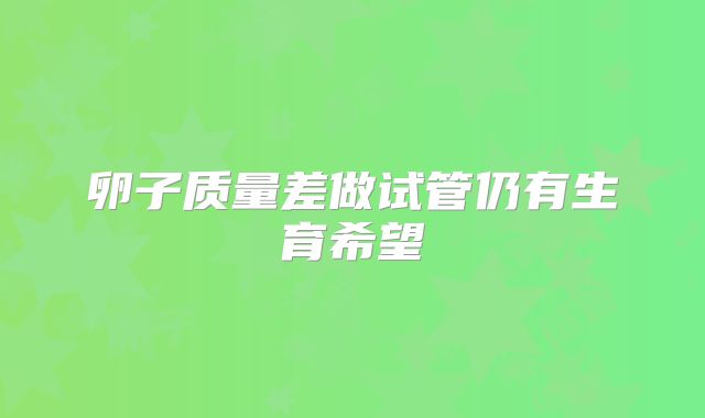 卵子质量差做试管仍有生育希望