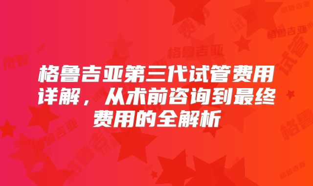 格鲁吉亚第三代试管费用详解，从术前咨询到最终费用的全解析