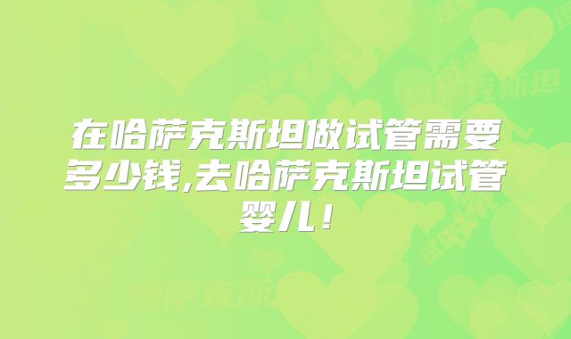 在哈萨克斯坦做试管需要多少钱,去哈萨克斯坦试管婴儿！