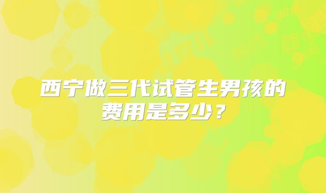 西宁做三代试管生男孩的费用是多少？