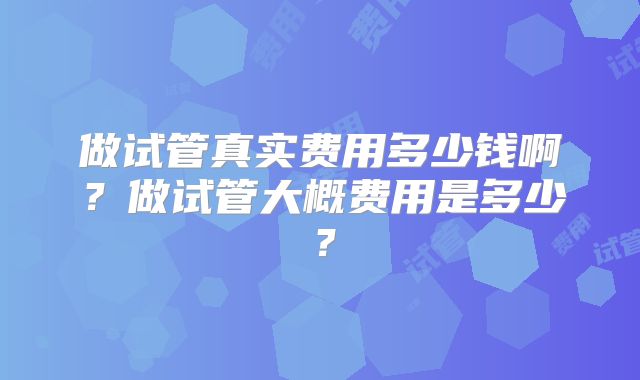 做试管真实费用多少钱啊？做试管大概费用是多少？