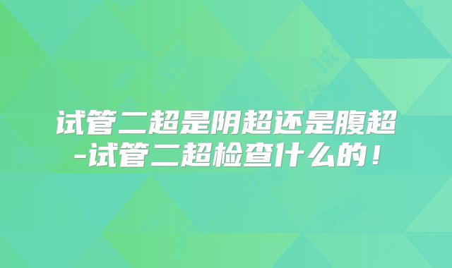 试管二超是阴超还是腹超-试管二超检查什么的！