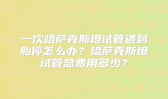 一次哈萨克斯坦试管遇到胎停怎么办？哈萨克斯坦试管总费用多少？