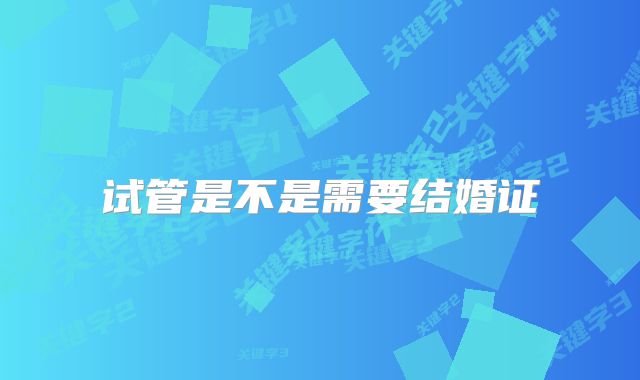 试管是不是需要结婚证