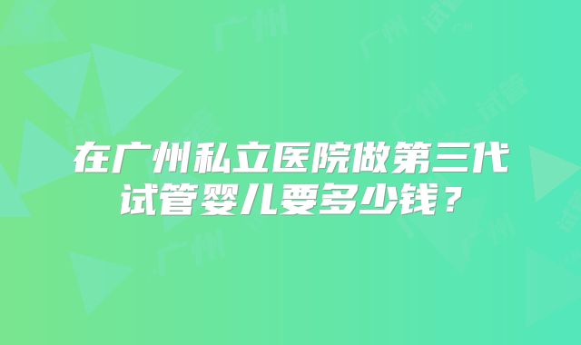 在广州私立医院做第三代试管婴儿要多少钱？