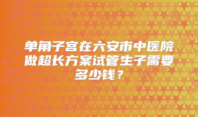 单角子宫在六安市中医院做超长方案试管生子需要多少钱?