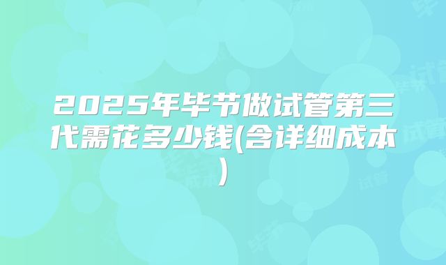 2025年毕节做试管第三代需花多少钱(含详细成本)