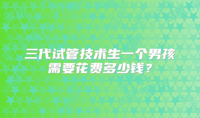 三代试管技术生一个男孩需要花费多少钱?