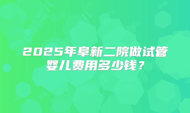 2025年阜新二院做试管婴儿费用多少钱？