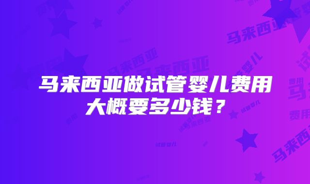 马来西亚做试管婴儿费用大概要多少钱？