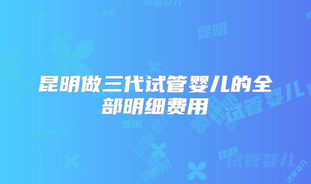 昆明做三代试管婴儿的全部明细费用