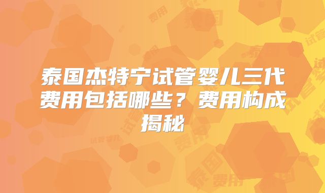 泰国杰特宁试管婴儿三代费用包括哪些？费用构成揭秘