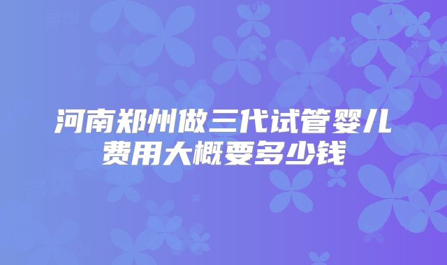 河南郑州做三代试管婴儿费用大概要多少钱