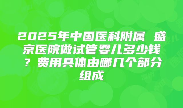 2025年中国医科附属 盛京医院做试管婴儿多少钱？费用具体由哪几个部分组成