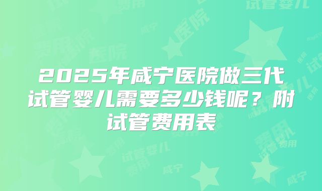 2025年咸宁医院做三代试管婴儿需要多少钱呢？附试管费用表