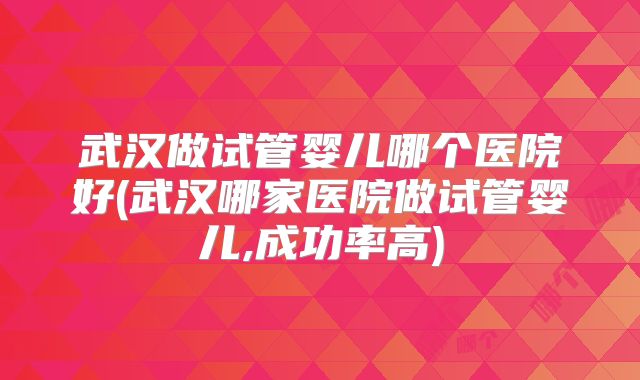 武汉做试管婴儿哪个医院好(武汉哪家医院做试管婴儿,成功率高)