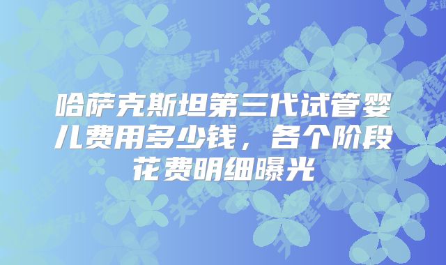 哈萨克斯坦第三代试管婴儿费用多少钱，各个阶段花费明细曝光