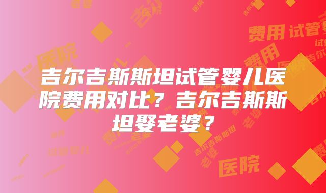 吉尔吉斯斯坦试管婴儿医院费用对比？吉尔吉斯斯坦娶老婆？
