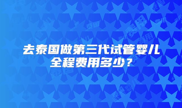 去泰国做第三代试管婴儿全程费用多少?