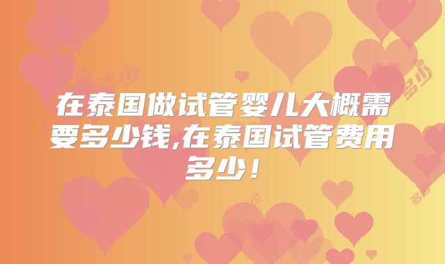 在泰国做试管婴儿大概需要多少钱,在泰国试管费用多少!