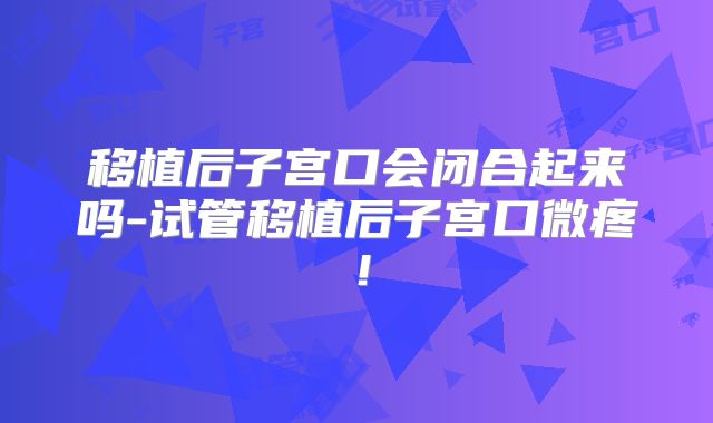 移植后子宫口会闭合起来吗-试管移植后子宫口微疼！