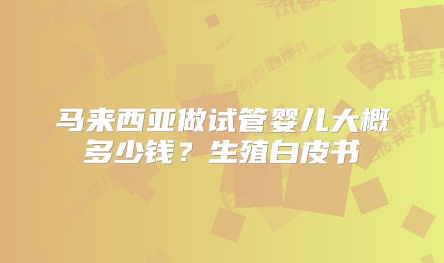 马来西亚做试管婴儿大概多少钱？生殖白皮书