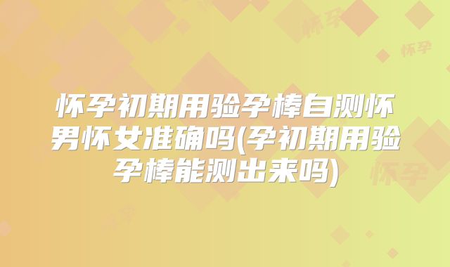 怀孕初期用验孕棒自测怀男怀女准确吗(孕初期用验孕棒能测出来吗)