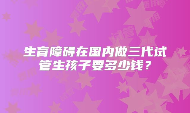 生育障碍在国内做三代试管生孩子要多少钱？