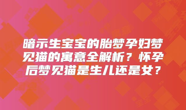 暗示生宝宝的胎梦孕妇梦见猫的寓意全解析？怀孕后梦见猫是生儿还是女？