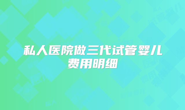 私人医院做三代试管婴儿费用明细