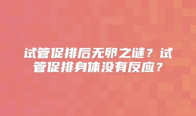 试管促排后无卵之谜？试管促排身体没有反应？