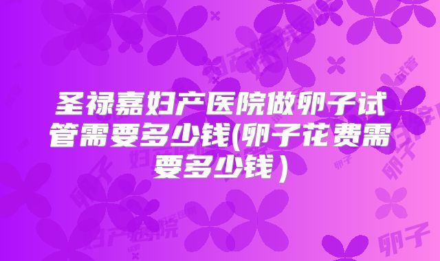 圣禄嘉妇产医院做卵子试管需要多少钱(卵子花费需要多少钱)