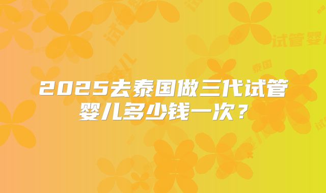 2025去泰国做三代试管婴儿多少钱一次？