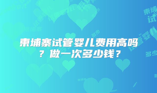 柬埔寨试管婴儿费用高吗？做一次多少钱？