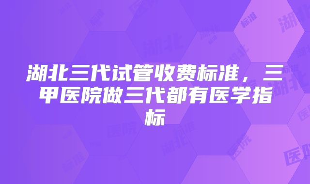 湖北三代试管收费标准，三甲医院做三代都有医学指标